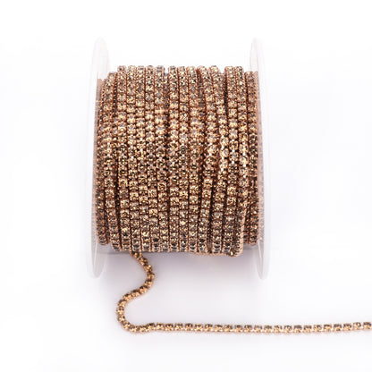Round Shape Sew-On Cup Chain with Glass Loose Rhinestone Decoration for Dresses - Sizes 3mm-8mm