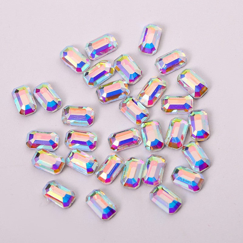 OPL K9 Glass Crystal Loose Rhinestones - Hotfix Flat Top Rectangle Shape Iron-on Rhinestones for DIY Crafts and Decoration