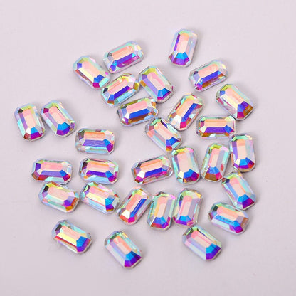 OPL K9 Glass Crystal Loose Rhinestones - Hotfix Flat Top Rectangle Shape Iron-on Rhinestones for DIY Crafts and Decoration