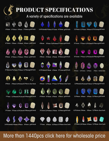 3D Irregular Flat Back Rhinestones - K9 Fancy Crystal AB Decorative Stones for Nail