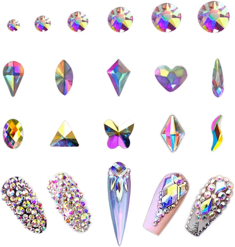 3D Irregular Flat Back Rhinestones - K9 Fancy Crystal AB Decorative Stones for Nail