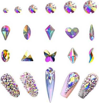 3D Irregular Flat Back Rhinestones - K9 Fancy Crystal AB Decorative Stones for Nail