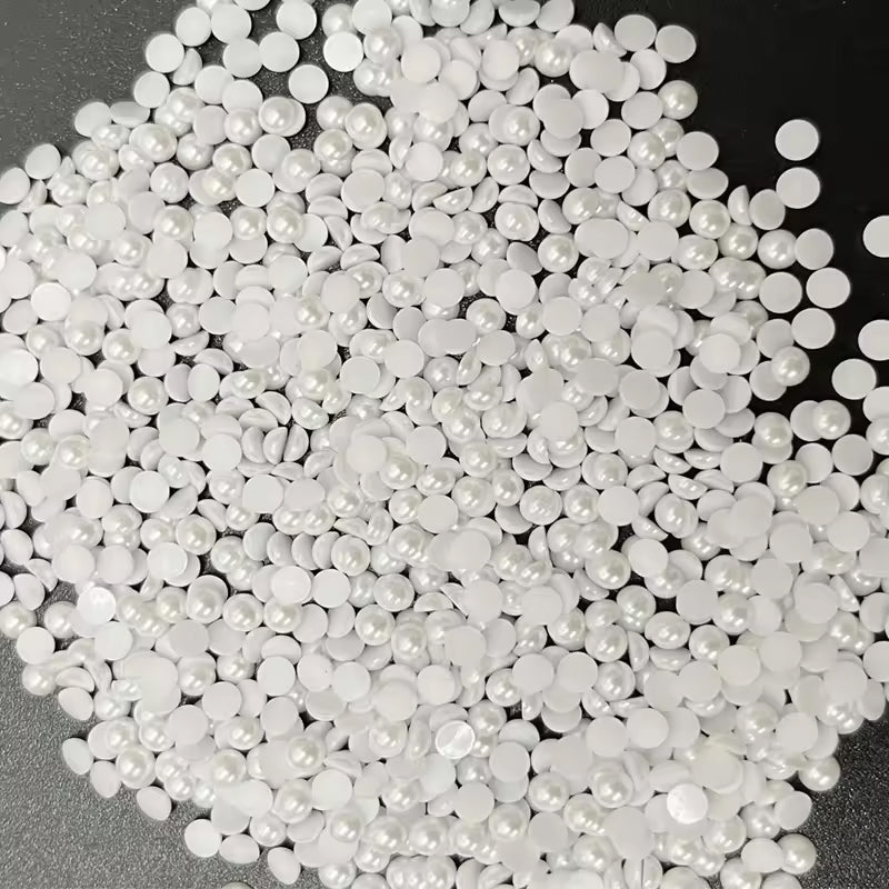 OPL Korean-Style 3mm-12mm Crystal White Pearls Hot Fix Flatback Rhinestones – 12 Facets Resin Ornaments for Shoes & Garment
