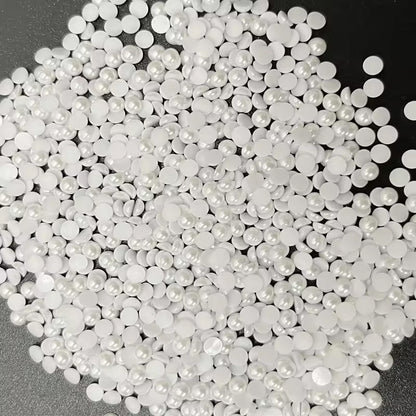 OPL Korean-Style 3mm-12mm Crystal White Pearls Hot Fix Flatback Rhinestones – 12 Facets Resin Ornaments for Shoes & Garment