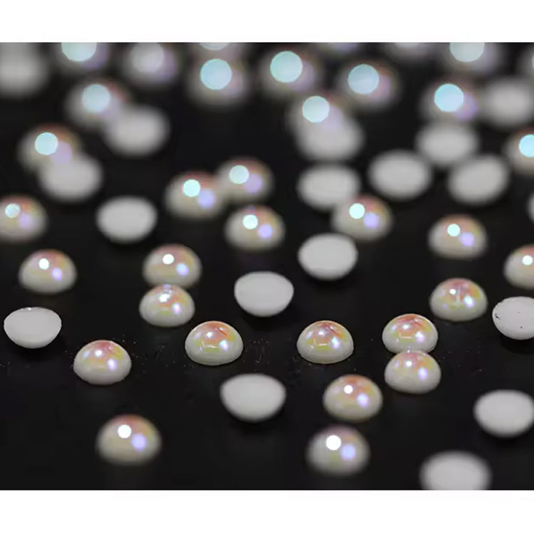 OPL Korean-Style 3mm-12mm Crystal White Pearls Hot Fix Flatback Rhinestones – 12 Facets Resin Ornaments for Shoes & Garment