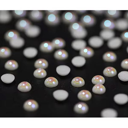 OPL Korean-Style 3mm-12mm Crystal White Pearls Hot Fix Flatback Rhinestones – 12 Facets Resin Ornaments for Shoes & Garment