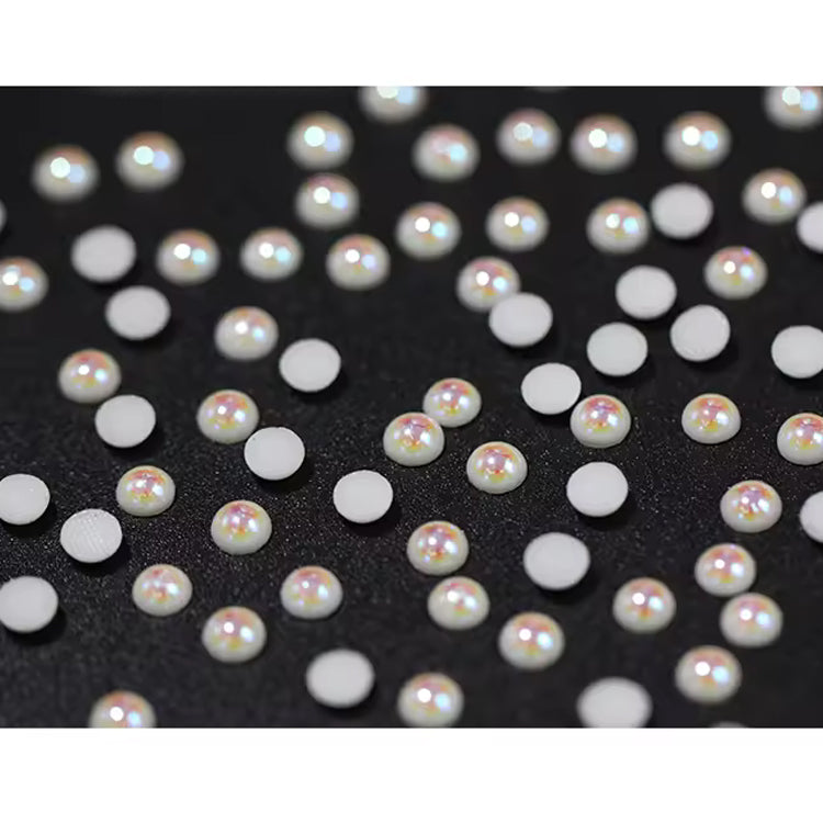 OPL Korean-Style 3mm-12mm Crystal White Pearls Hot Fix Flatback Rhinestones – 12 Facets Resin Ornaments for Shoes & Garment