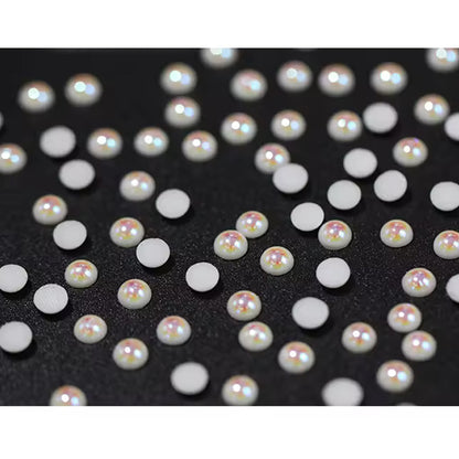OPL Korean-Style 3mm-12mm Crystal White Pearls Hot Fix Flatback Rhinestones – 12 Facets Resin Ornaments for Shoes & Garment