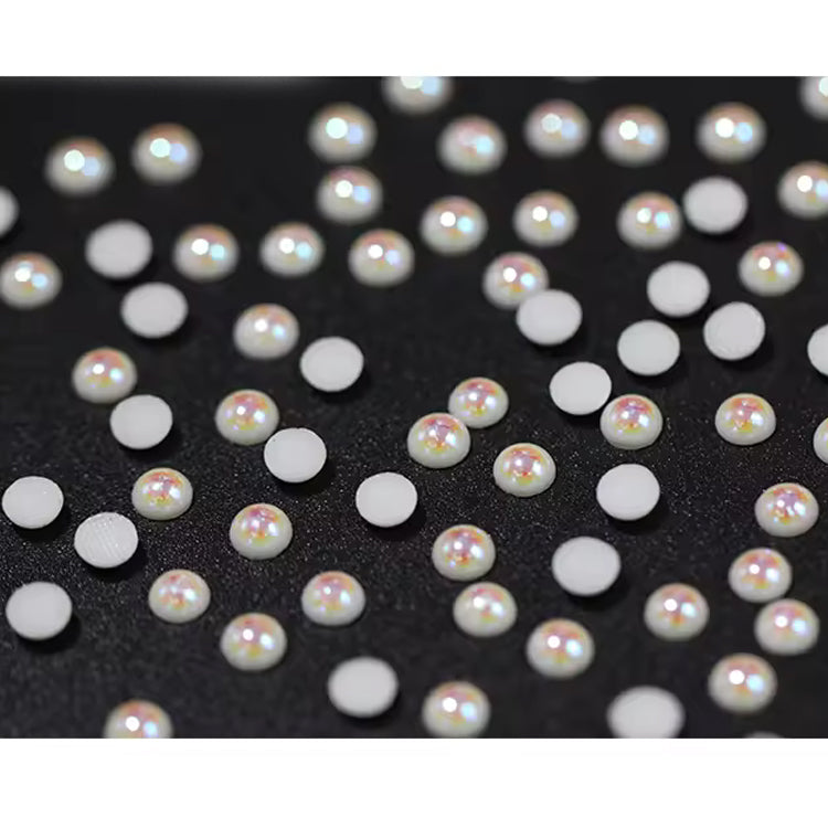 OPL Korean-Style 3mm-12mm Crystal White Pearls Hot Fix Flatback Rhinestones – 12 Facets Resin Ornaments for Shoes & Garment