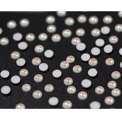 OPL Korean-Style 3mm-12mm Crystal White Pearls Hot Fix Flatback Rhinestones – 12 Facets Resin Ornaments for Shoes & Garment