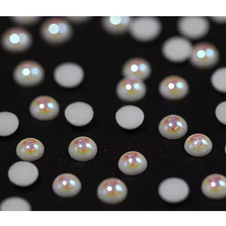 OPL Korean-Style 3mm-12mm Crystal White Pearls Hot Fix Flatback Rhinestones – 12 Facets Resin Ornaments for Shoes & Garment