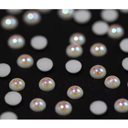 OPL Korean-Style 3mm-12mm Crystal White Pearls Hot Fix Flatback Rhinestones – 12 Facets Resin Ornaments for Shoes & Garment